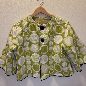 Small chartruese, white & beige reversible cotton Winding River jacket